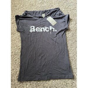 Bench Womens Gray Short Sleeve Pull Over LOGO Tee Athleisure Size Small